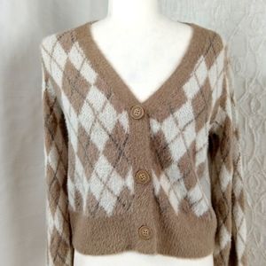 William Rast Argyle Cardigan Small NWOT